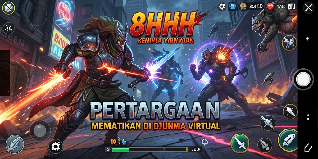 Tampilan gameplay 8HHH dengan serangan pertarungan yang dinamis.