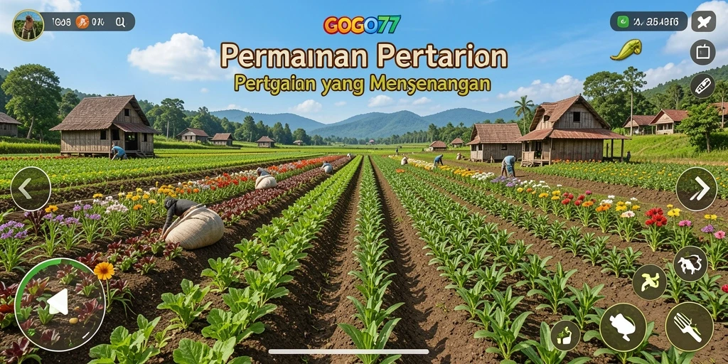 Tangkapan layar GOGO77 menampilkan kebun yang indah dan aktivitas bertani yang seru.