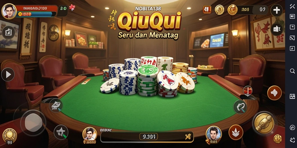 Screenshot gameplay NOBITA138 yang menampilkan aksi QiuQiu.