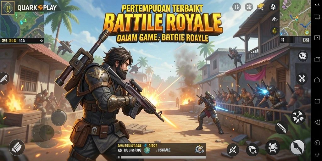 Gambaran jelas gameplay Battle Royale di QUARKPLAY yang menegangkan.