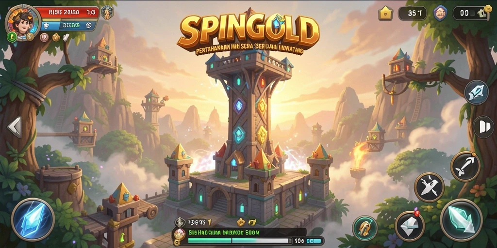 Tampilkan aksi seru dari gameplay Tower Defense di SPINGOLD.