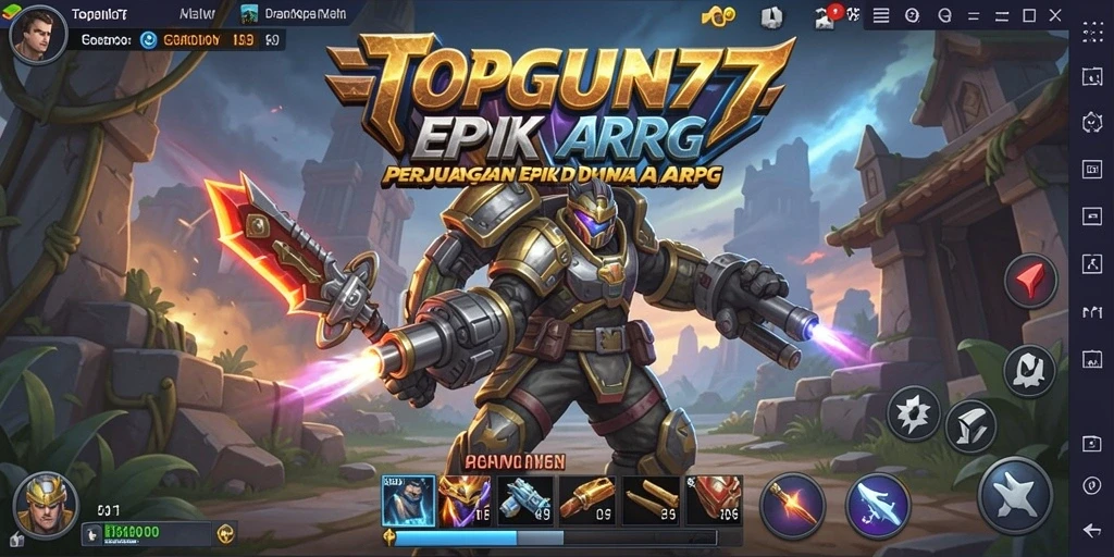 Tampilan gameplay menawan dari pertempuran epik di TOPGUN77.